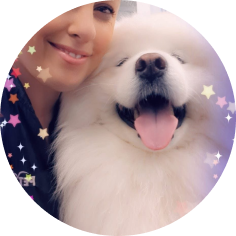 woman and dog together